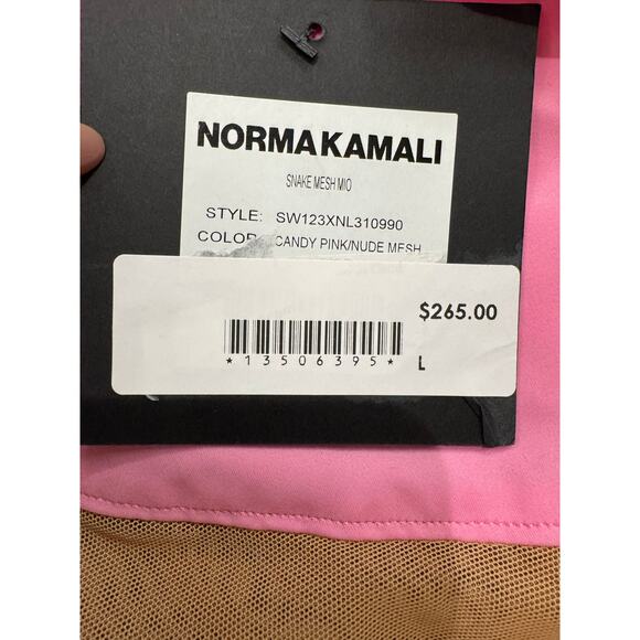 Norma Kamali Large $265 NWT Pink Mio Mesh Cut-Out One-Piece Swimsuit Bathingsuit - Picture 6 of 7